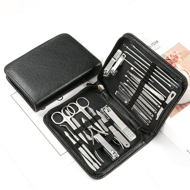 Set de manicura, cortaúñas y kit de pedicura de 30 piezas para el cuidado de las uñas. Incluye tijeras para uñas, ideales para viajes.