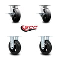 thumbnail image 2 of 6 Inch KP Rubber on Steel Caster Set with Ball Bearings 2 Brakes 2 Rigid SCC, 2 of 2