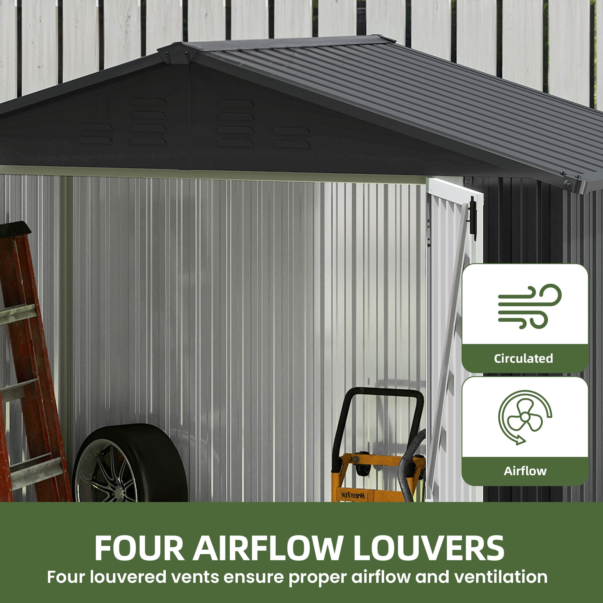 Uforic 6x4ft Outdoor Storage Shed, Lockable and Weatherproof with Vents for Backyard, Dark Gray