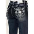 thumbnail image 2 of Grace In La Women's In Dark Wash Sequin Pocket Mid Rise Bootcut Stretch Denim Dark Wash 29W x 34L, 2 of 4