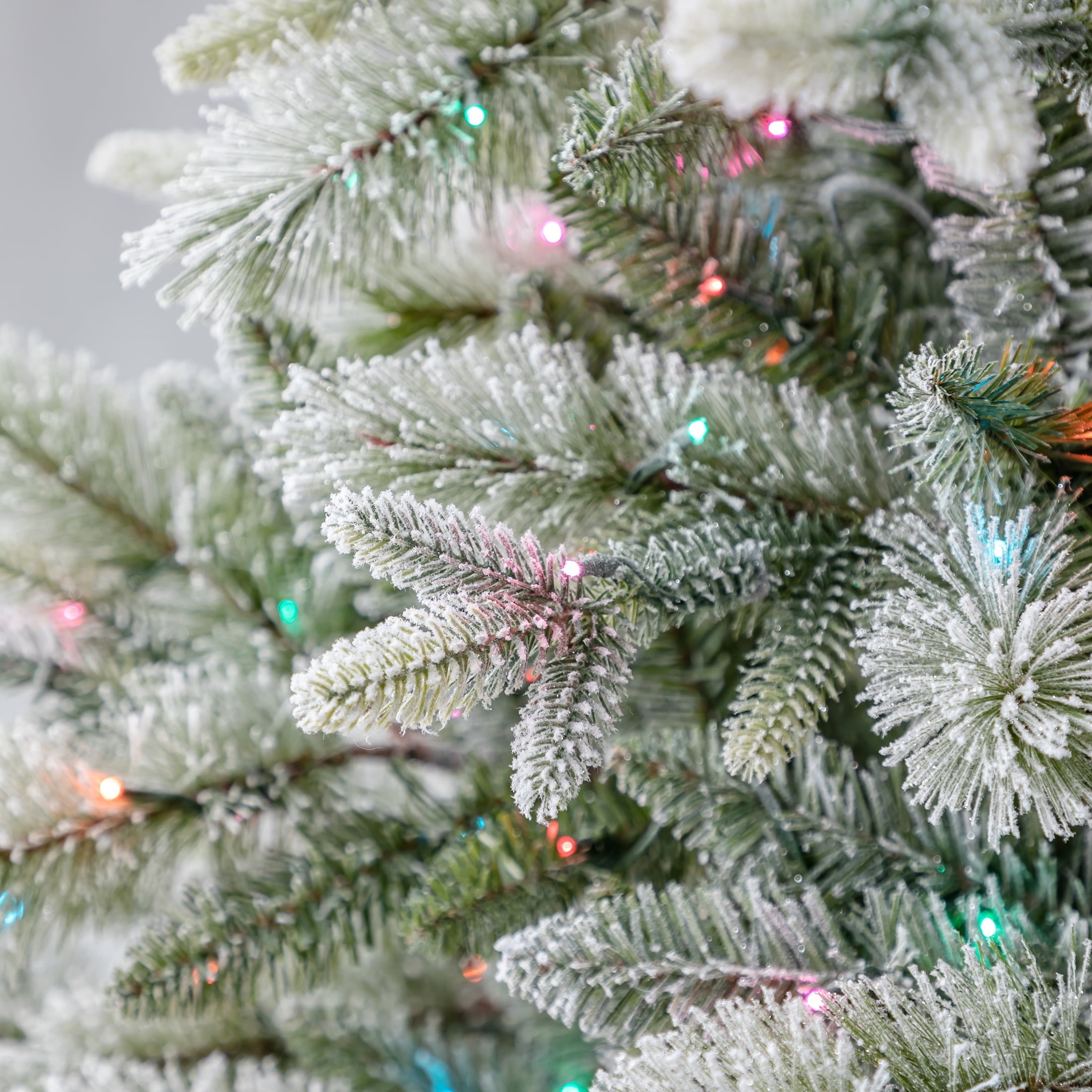 7.5' Pre-Lit Aspen Pine Snow-Flocked Green Artificial Christmas Tree with LumaDazzle Color-Changing Twinkle LED Lights, Quick Set, and Stand, by Holiday Time