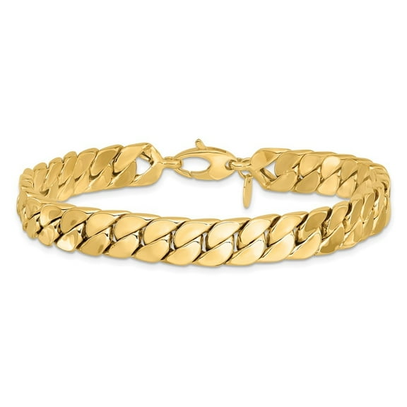 Diamond2Deal 14K Yellow Gold Polished Fancy Curb Chain Bracelet for Men 8.5"