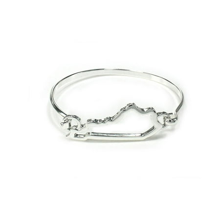 Beautiful Shapes - Beautiful State of Kentucky Shape Silver Tone Hinge Closure Bracelet