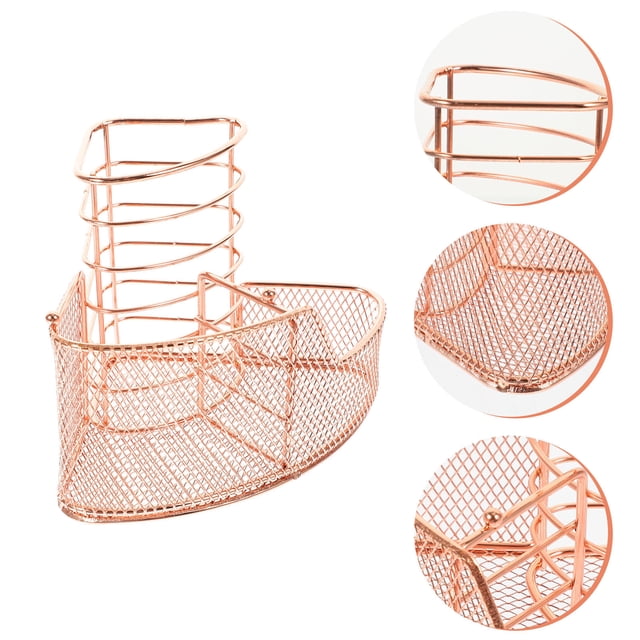 unbranded Portalápices Metálico Rosa Dorado Con Soporte Para Brochas Y Almacenamiento De Maquillaje