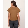 thumbnail image 4 of Moomaya Solid Color Basic Tops For Women, Short Sleeve Round Neck Crepe Tops, 4 of 8