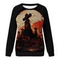 thumbnail image 4 of EHQJNJ Sweat-Shirt à Col Rond pour Femmes, Mode Décontractée, Manches Longues, Imprimé, Sans Capuche, Manches Courtes, 4 of 5
