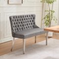 thumbnail image 5 of CQSXDA Velvet Double Dining Loveseat Bench , 2-Seat Tufted Design with Handmade Buttons and Wing Back Style, Gray, 5 of 21