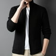 thumbnail image 7 of Mrmaere Men's Knit Jacket Full-Zip Stand Collar Soft Warm Outerwear for Daily & Casual Black L, 7 of 7