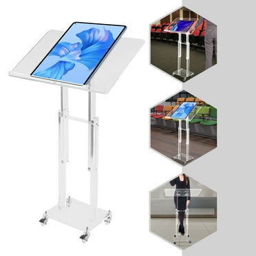 Miumaeov Acrylic Clear Podium Plexiglass Pulpit School Conference Church Curve Lectern Office Workstation