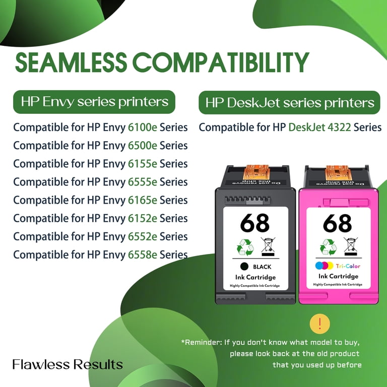 68XL Ink Cartridges Compatible for HP68 Ink Cartridges combo pack