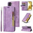 thumbnail image 1 of Wallet Case for Samsung Galaxy S23, Wrist Hand Strap Premium PU Leather TPU Shockproof Flip Cover with Kickstand Card Slots Holder Magnetic Clasp Case for Samsung Galaxy S23, Purple, 1 of 7