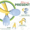 thumbnail image 2 of Juego de cuchara y tenedor para niños pequeños con estuche, cubiertos plegables de autoalimentación, cuchara de silicona, tenedor, verde, rosa, amarillo (3 juegos) JAMW Sencillez, 2 of 5