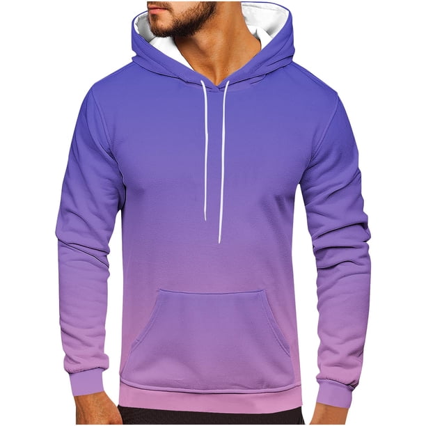 Sudadera con capucha para hombre, estilo casual, a la moda, con cuello redondo, bolsillos y estampado degradado, sudadera de manga larga con capucha, blusa de poliéster para hombre