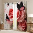 thumbnail image 2 of Homewish Valentine'S Day Rose Curtains Pack of 2 (42x84 Each),Boho Rustic Butterflies Curtains Blackout,Pink Flower Floral Bedroom Curtains For Men Women,Luxury Bedroom Decor, 2 of 6