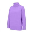 thumbnail image 3 of Women'S Loose Long-Sleeved Solid Color Sweater Classic Autumn and Winter Sweater Purple M, 3 of 7