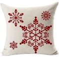 thumbnail image 4 of Set of 4 Throw Pillow Cover Christmas Beige Shadow Let It Snow Snowflakes Red Cotton Linen Throw Pillow Case Cushion Cover for Sofa Bed Couch Home Decor Square 18 X 18 Inches(Blood Red), 4 of 5