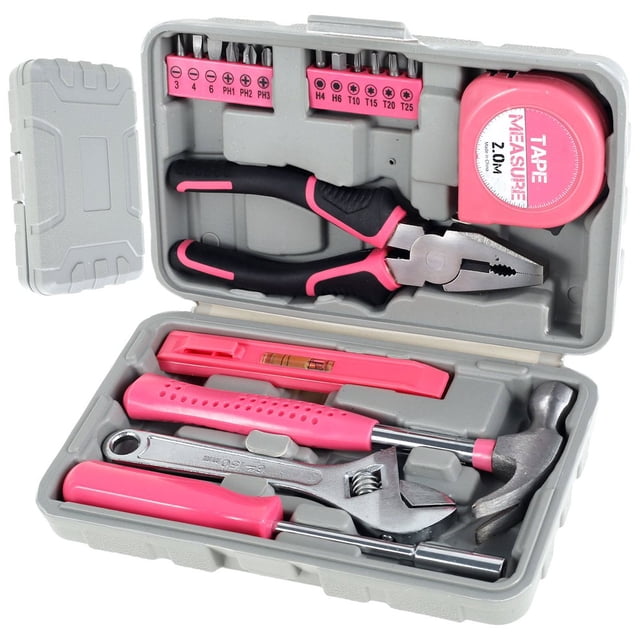 HLONK 18/19/20Pcs Household Tool Set Portable Household Basic Hand Tool Set Multi-functional Home Tool Kit with Pliers Hammers Wrench and Screwdrivers for DIY Building Home Maintenance