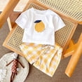 thumbnail image 6 of Hessimy Toddler Girl Cartoon Cotton Summer Short Sleeve T-Shirt and Shorts Outfit Set,Soft Skin Friendly(Yellow,18-24 Months), 6 of 7
