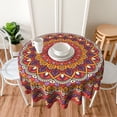 thumbnail image 4 of Mandala Red Vintage Waterproof Picnic Patio Party Round Table Cloth Cover Decorations Fabric 60 Inch Circular Tablecloth for 20-47 Inch Home Dining Room Kitchen Decor, 4 of 6