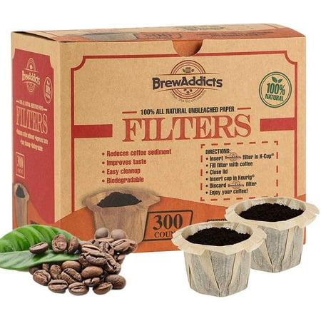 

Disposable K-Cup Filters - 300 Single Serve Unbleached Paper Coffee Filters for Keurig. All-Natural and Biodegradable Brown