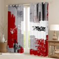 thumbnail image 2 of Homewish Grey Red Oil Printing Black Out Curtains, Chic Watercolor Artwork Curtains Pack of 2 (42x63 Each), Vintage Fashion Bedroom Curtains, Curtains and Drapes Decor, 2 of 6