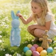 thumbnail image 5 of Easter Standing Simulation Rabbit Decor, Glitter Sparkling Design with Bow, High End Figurine for Home Garden and Courtyard, Elegant Spring Holiday Decoration, 4.8*13in, Blue, 5 of 6