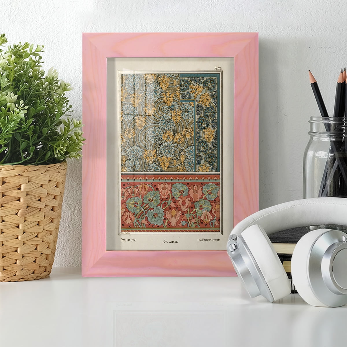 Nouveau Decorative I - Framed Print w/glass - Sunset Pink