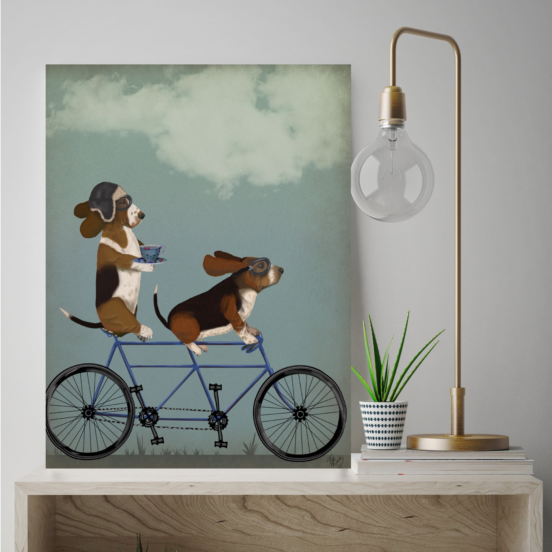 Courtside Market Basset Hound Tandem Gallery-Wrapped Canvas Wall Art, 16x20