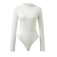 thumbnail image 3 of Women's Mock Turtle Neck Long Sleeve Tops Bodysuit Jumpsuit, 3 of 9