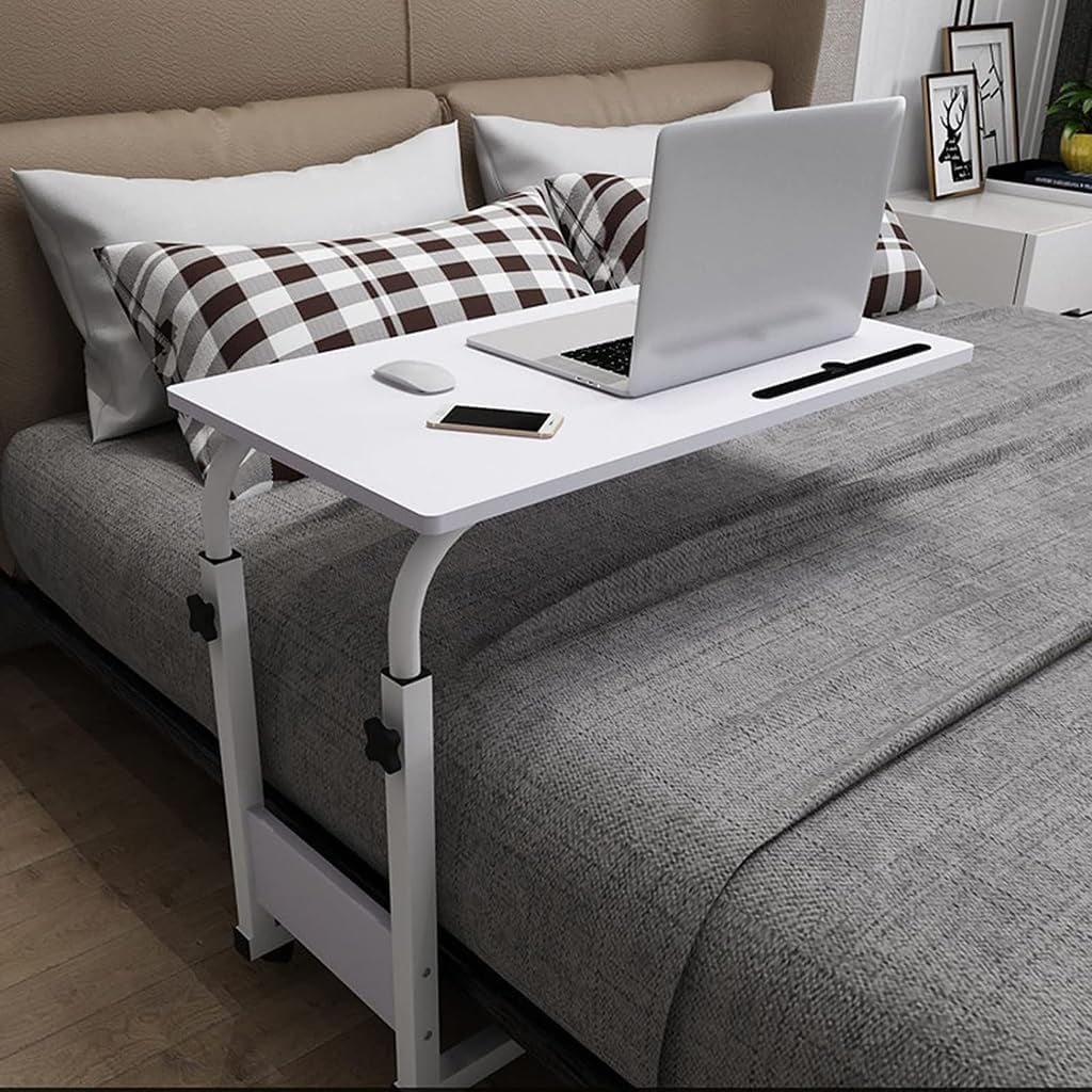 Adjustable Height Bedside Laptop Table, Mobile Overbed Japanese Style ...