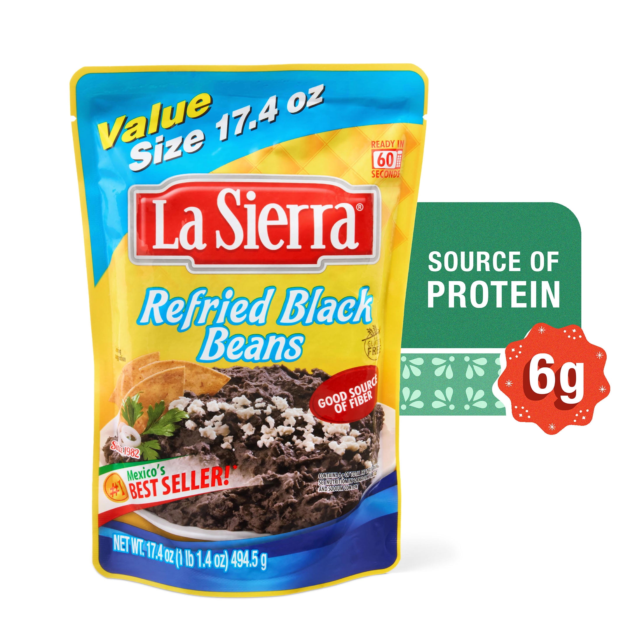 (8 pack) La Sierra Refried Black Beans Value Size 17.4oz