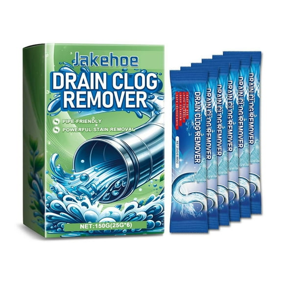 Drain Pipe Cleaning Powder 6-Pack Powerful Unclogger & Descaler Dissolves Blockages in Minutes Septic Tank Safe Maintenance for Showers/Sinks