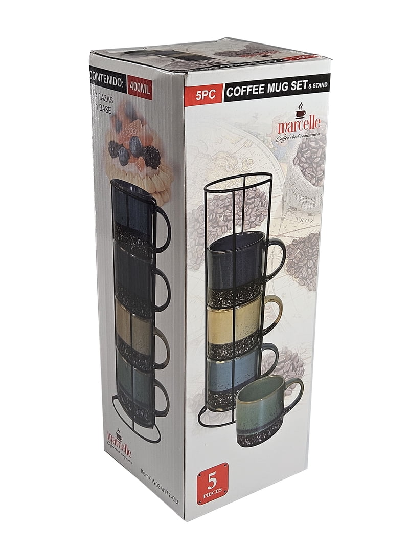 Marcelle, 4 Piece 14 oz Stackable Ceramic Coffee Mug Set - Walmart.com