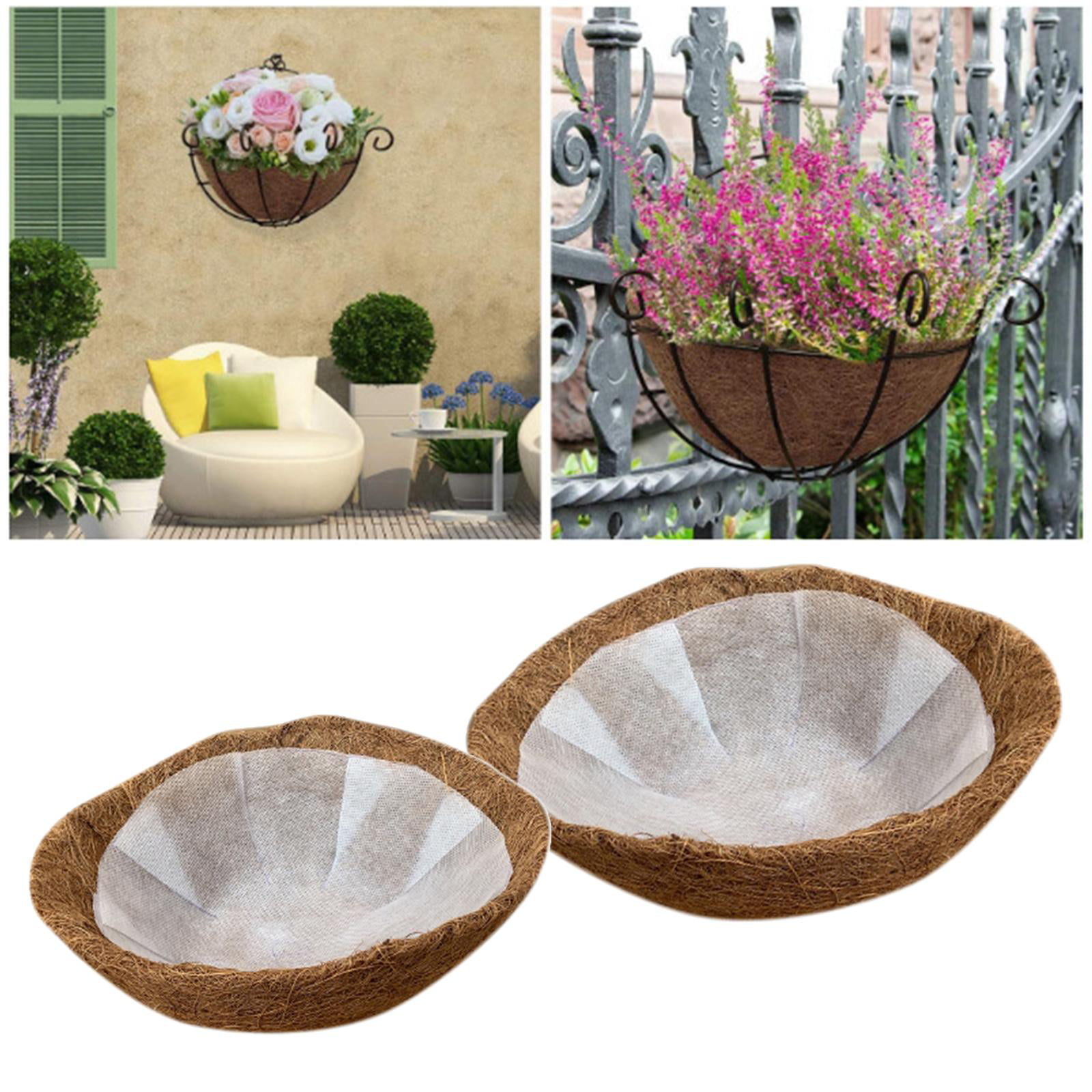 20 x 30cm Hanging Baskets Garden Planters Pots with Cocos Liner & Hang Chain 