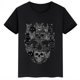 thumbnail image 3 of Ropa infantil con estampado de calavera de gato, camiseta de algodón de verano para niños y niñas, ropa infantil personalizada de manga corta negra, 3 of 5