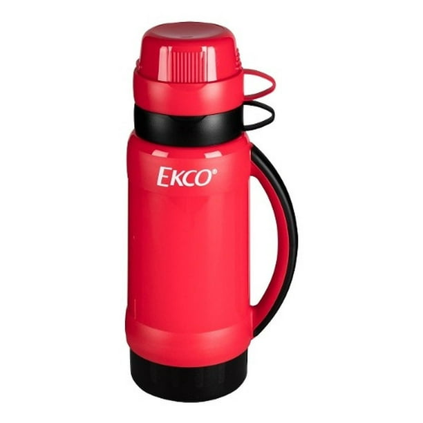 Termo de 1 litro Ekco Lacafetiere de Ampolla de vidrio Color Rojo y negro con Tapa Antiderrame EKCO 13424