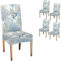 Elastic Chair Cover Set of 4 Chair Covers for Dining Chairs Beach Coastal Star Background Slipcover Chairs Covers for Kitchen Living Room Restaurant