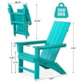 thumbnail image 4 of Garpans Folding Adirondack Chair Weather Resistant Outdoor Adirondack Chair HDPE Outdoor Chair for Patio Front Porch Pool Garden Deck Fire Pit Outside, Turquoise, 4 of 11