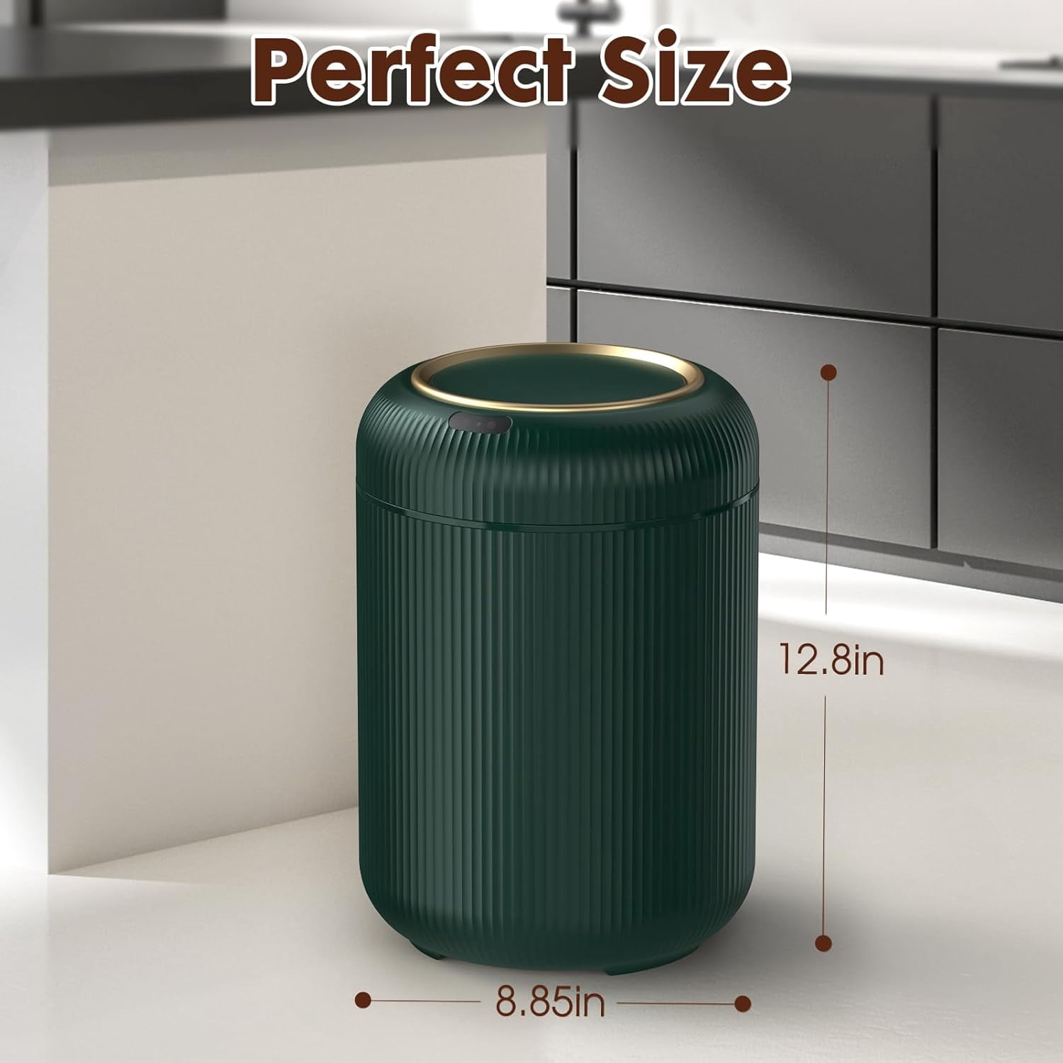 Automatic Motion Sensor Bathroom Trash Can with Lid, 3 Gallon Touchless Trash Bin, Smart Plastic Garbage Can Small Green Wastebasket for Toilet, Office, rv, Bedroom, Living Room