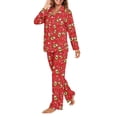 thumbnail image 2 of SCRAWLGOD Avocado Pajamas Women Long Sleeve Button Up Pjs for Women Christmas Candy Cane Size S V Neck 2 Pj Sets for Woman Comfy Womens Sleepwear, 2 of 7