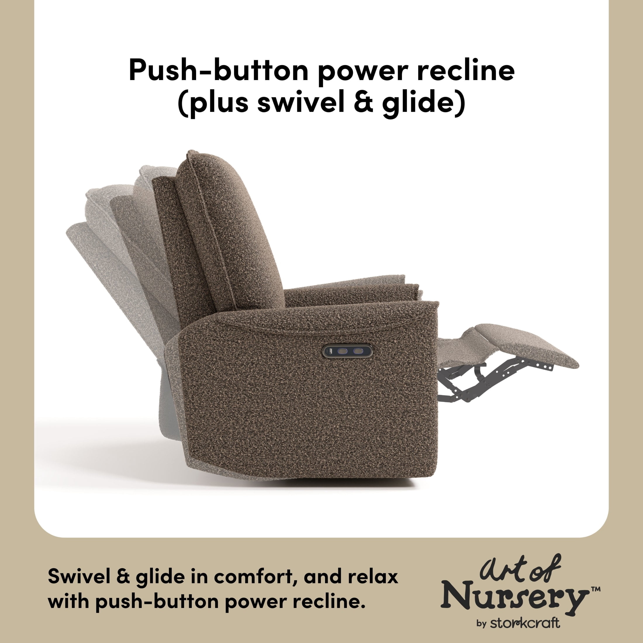 Storkcraft Santos Power Recliner - Mountain Brown Boucle