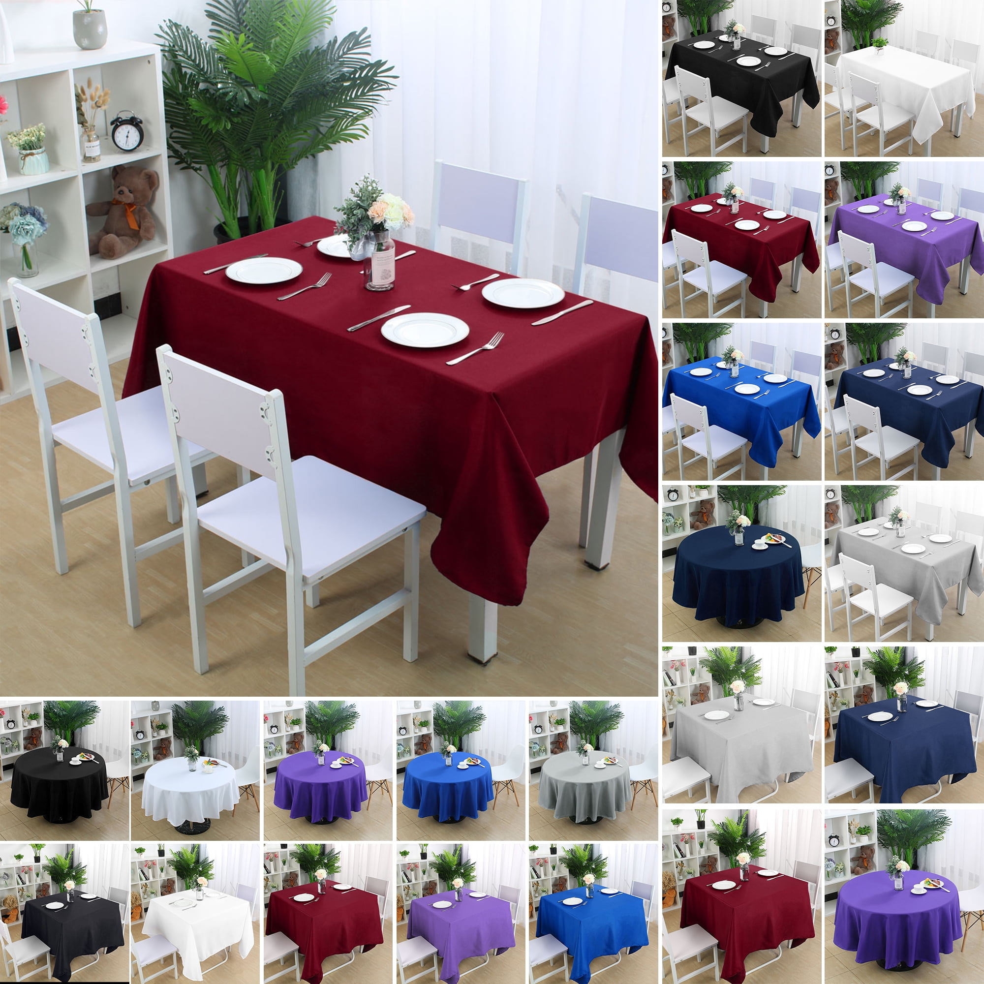 Polyester Tablecloth Rectangle 55"x71" Burgundy Table Stain Resistant ...