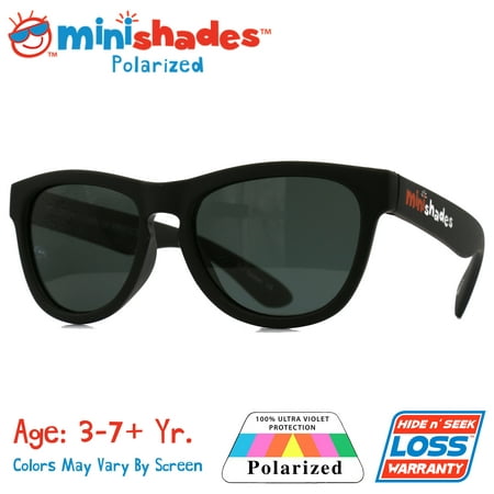 Minishades Polarized: Flexible Kids Sunglasses - Jet Black |UVA/UVB| Hide n' Seek Replacement | Age: 3-7+Yr.
