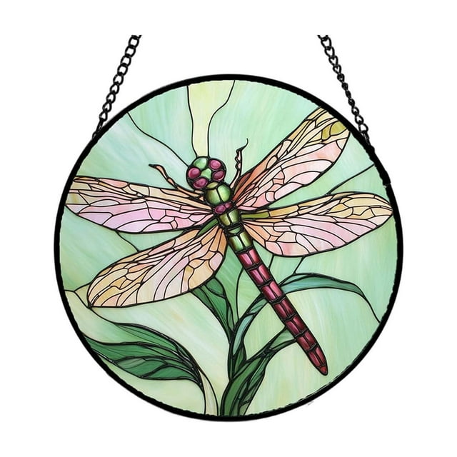 Stained Glass Window Hanging Ornament Decorative Art Piece For Home And Garden