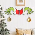 thumbnail image 1 of Decoración navideña, colgante de puerta de madera, adorno navideño, mano de ladrón, decoraciones de pared para el hogar, rojo, verde, 2 uds., 1 of 5