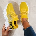 thumbnail image 5 of AUDeals Women Leopard Print Sneakers, Breathable Mesh Running Shoes, Casual Lace Up Walking Shoes for Active Use (Yellow, 7), 5 of 6