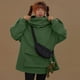 thumbnail image 4 of Sudadera con capucha de rana linda para mujer/niña Sudadera con capucha y cremallera en la boca con bolsillo frontal grande XX Verde oliva grande Jormftte WMZY-675-15, 4 of 4