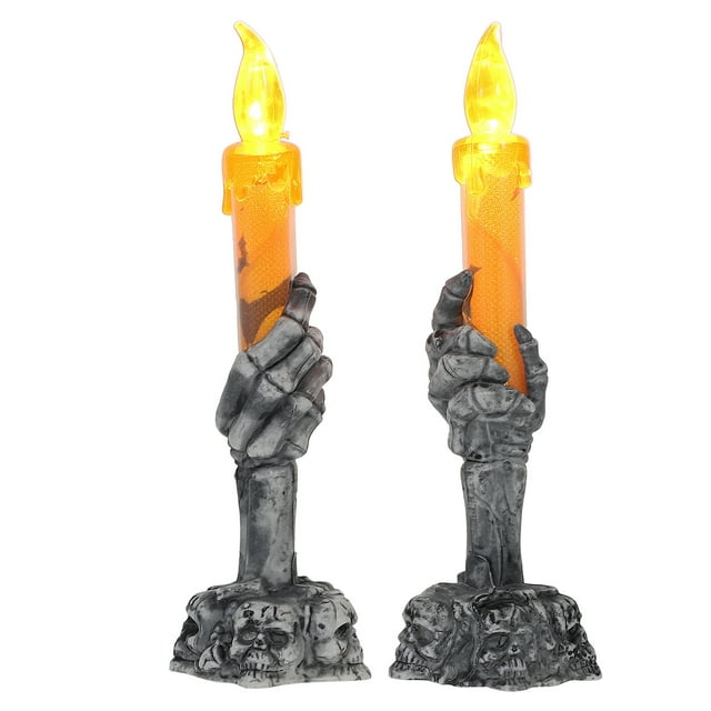 MasteelfCA 2 Pcs Bougie Squelette à Main pour Halloween, Lampe à Bougie à Piles