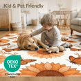 thumbnail image 4 of ODIKA 5'x7' Washable Area Rug Boho Vintage Butterfly Sunflower Motifs Bedside Vinyl Orange Refined Structured for Dining Room, Under Table, Home Office, Non-Slip Chair-Friendly, 4 of 7