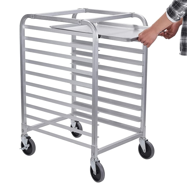 Zocalo Rack Espiguero Panadero Aluminio Para 10 Charolas Con Ruedas